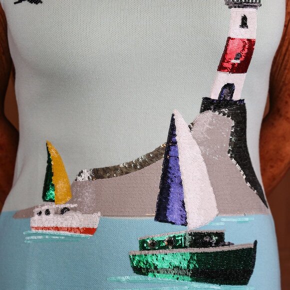 NWT Queen of Sparkles Sail Boat and Light House Knit Tank Dress - Picture 7 of 7